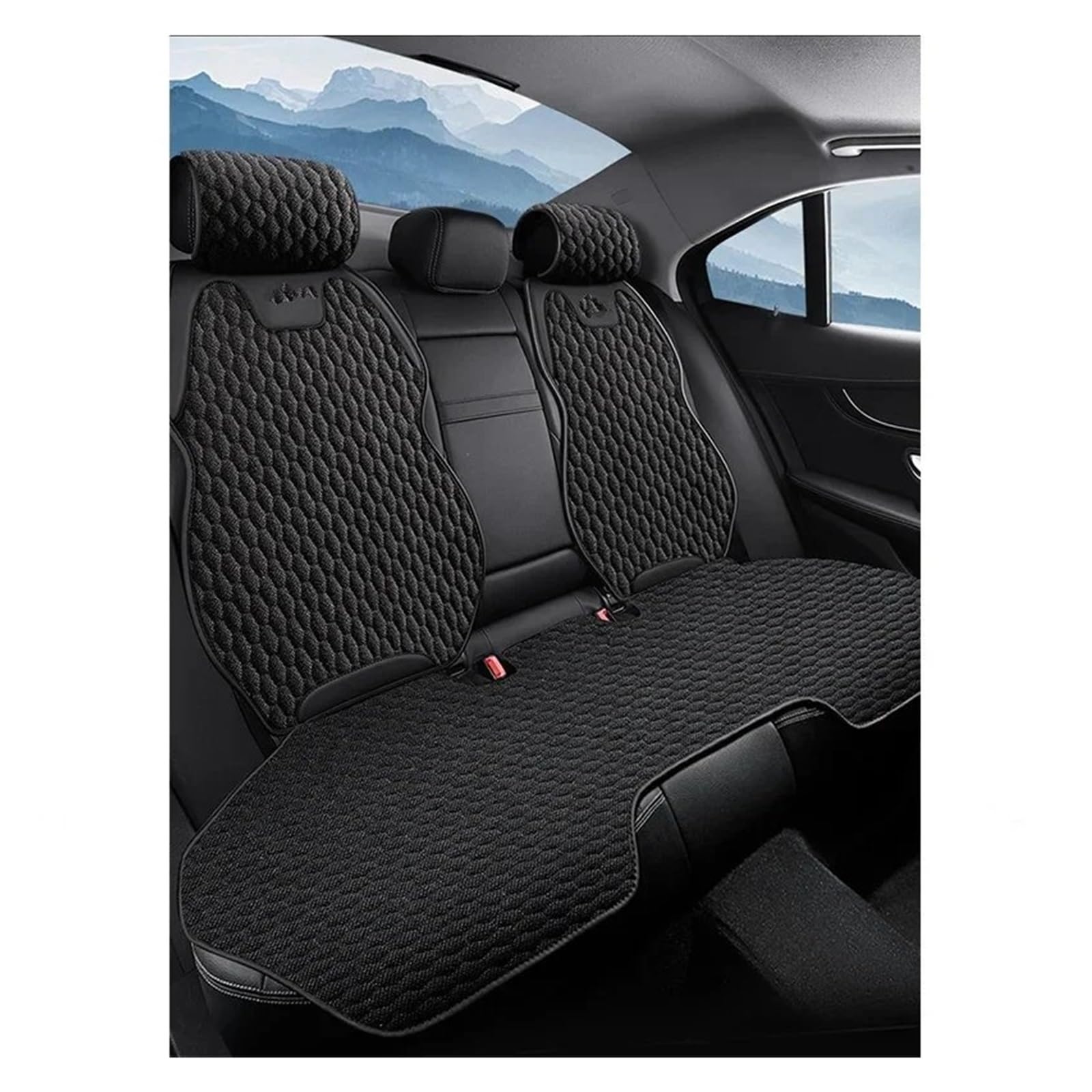 CGBWMB Auto-Sitzbezüge Universeller Autositzbezug Für Vier Jahreszeiten, Atmungsaktive Flachs-Sitzbezüge Für Den Schutz Von Autositzen Autositzbezüge(Black Rear seat Set) von CGBWMB