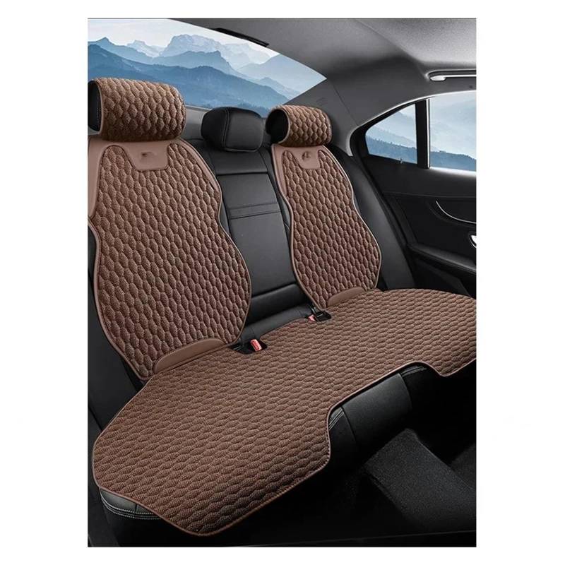 CGBWMB Auto-Sitzbezüge Universeller Autositzbezug Für Vier Jahreszeiten, Atmungsaktive Flachs-Sitzbezüge Für Den Schutz Von Autositzen Autositzbezüge(Brown Rear seat Set) von CGBWMB