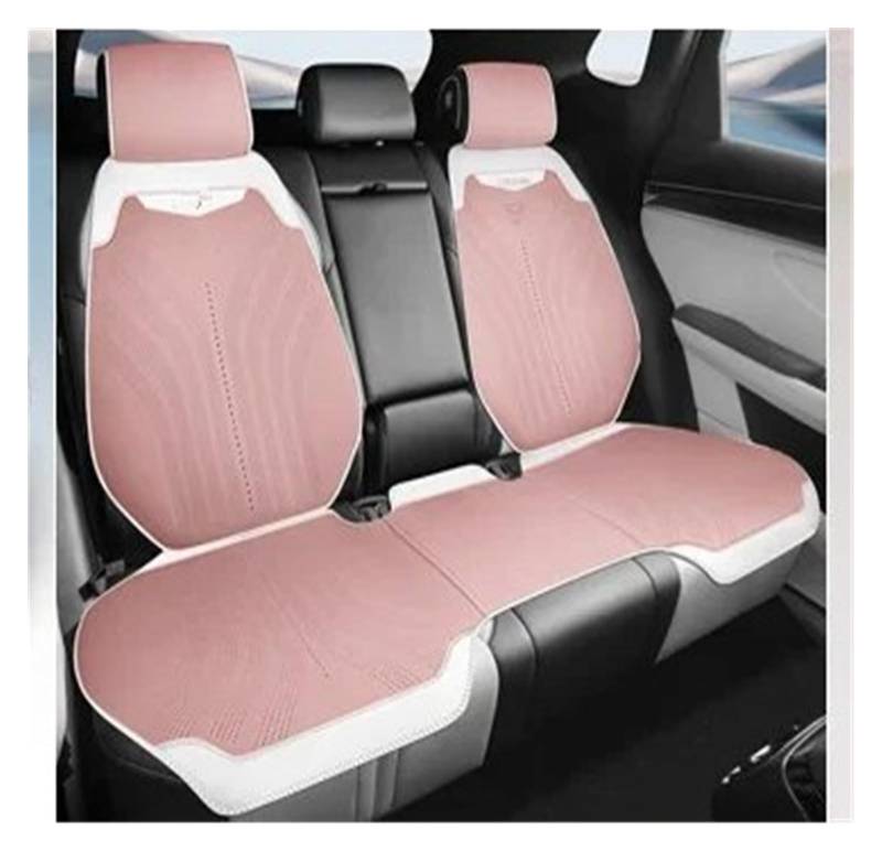 CGBWMB Auto-Sitzbezüge Universeller Autositzbezug Für Vier Jahreszeiten, Atmungsaktive Flachs-Sitzbezüge Für Den Schutz Von Autositzen Autositzbezüge(Pink Rear seat Set) von CGBWMB