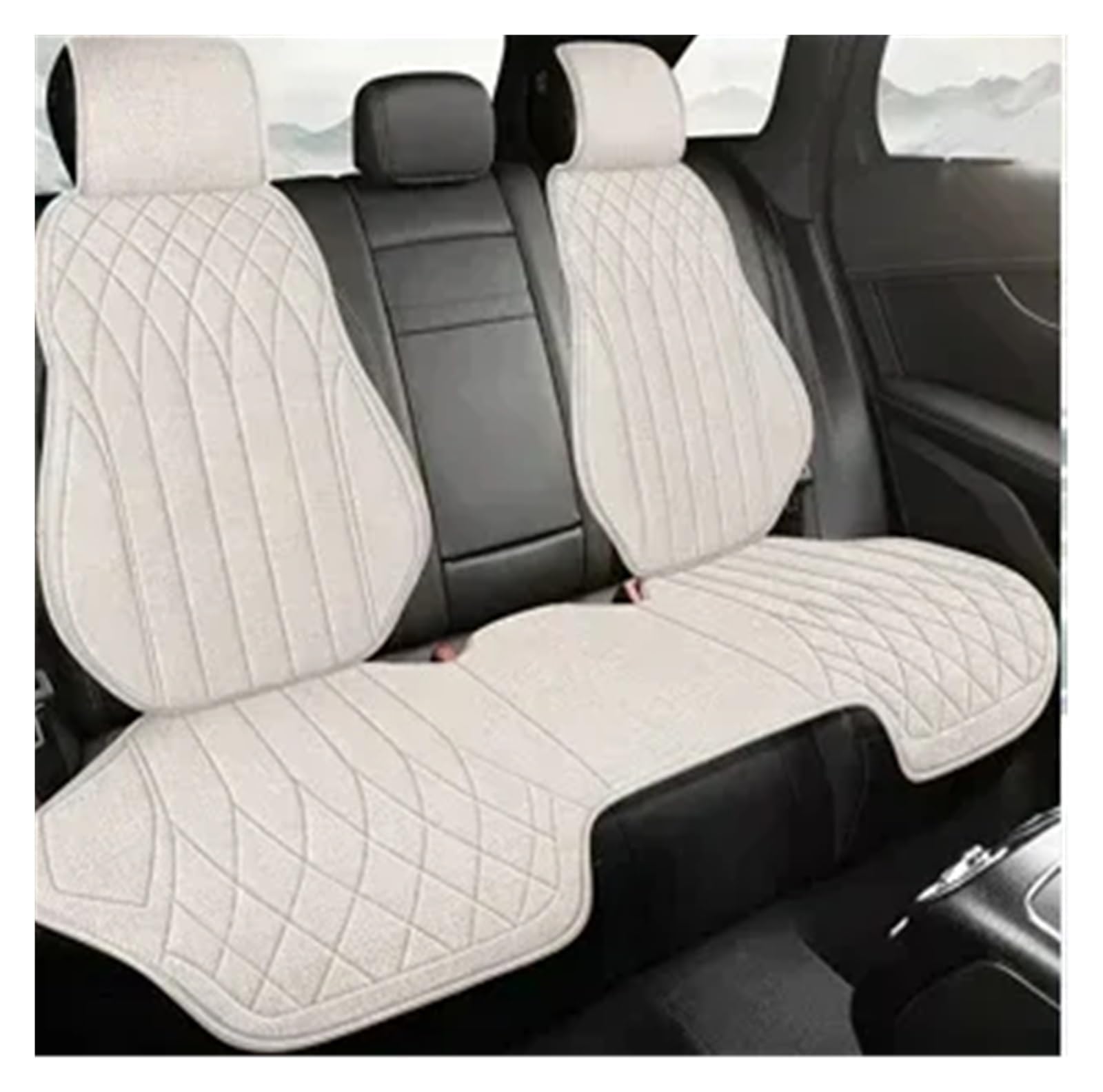 CGBWMB Auto-Sitzbezüge Universeller Autositzbezug Für Vier Jahreszeiten, Atmungsaktive Flachs-Sitzbezüge Für Den Schutz Von Autositzen Autositzbezüge(White Rear seat Set) von CGBWMB