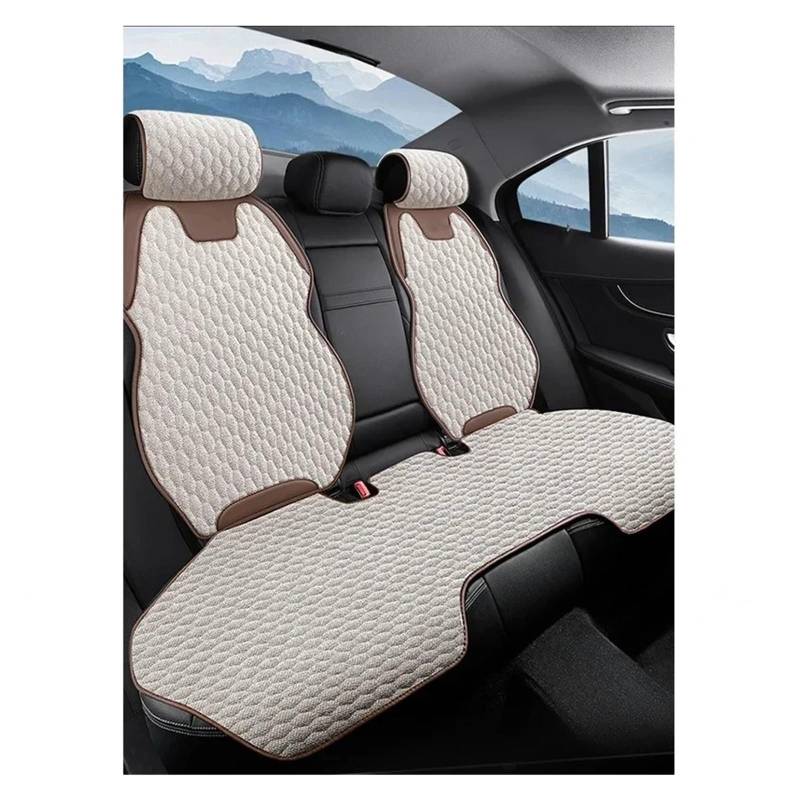 CGBWMB Auto-Sitzbezüge Universeller Autositzbezug Für Vier Jahreszeiten, Atmungsaktive Flachs-Sitzbezüge Für Den Schutz Von Autositzen Autositzbezüge(White Rear seat Set) von CGBWMB