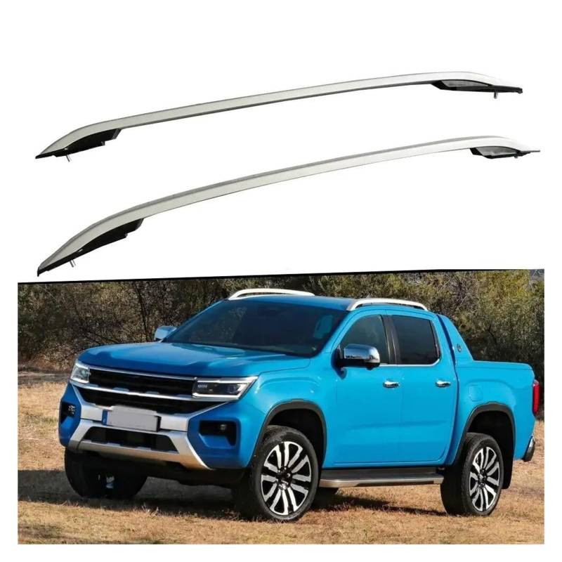 Dachreling Für VW Für Amarok 2023 2024 Aluminium Top Seite Schiene Bar Dachreling Rack Auto Gepäck Halterung 2Pcs Relingträger von CGBWMB