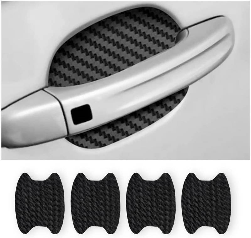 CGEAMDY 4PCS Exterior Car Stickers, Carbon Fiber Protection Film für Autofolie, Kratzfeste Schutzfolie, Universal Fit für die meisten Fahrzeuge (Schwarz) von CGEAMDY