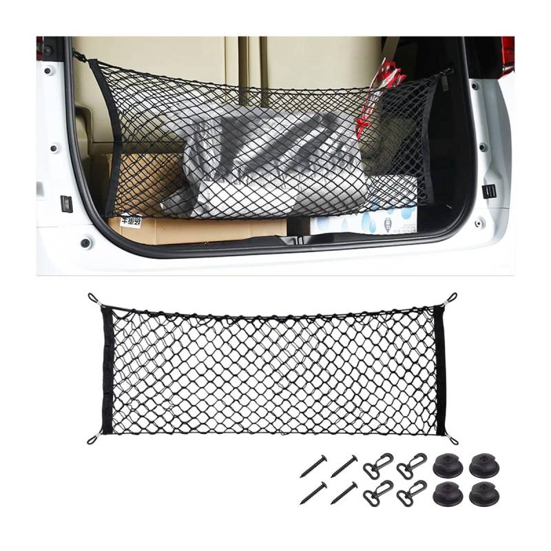 CGEAMDY Aufbewahrungsnetz aus Nylon, ausziehbares Aufbewahrungsnetz für den Kofferraum, Universal-Aufbewahrungsnetz für die meisten Autos, Fahrzeuge, Suvs mit 4 Haken (110 x 40 cm) von CGEAMDY