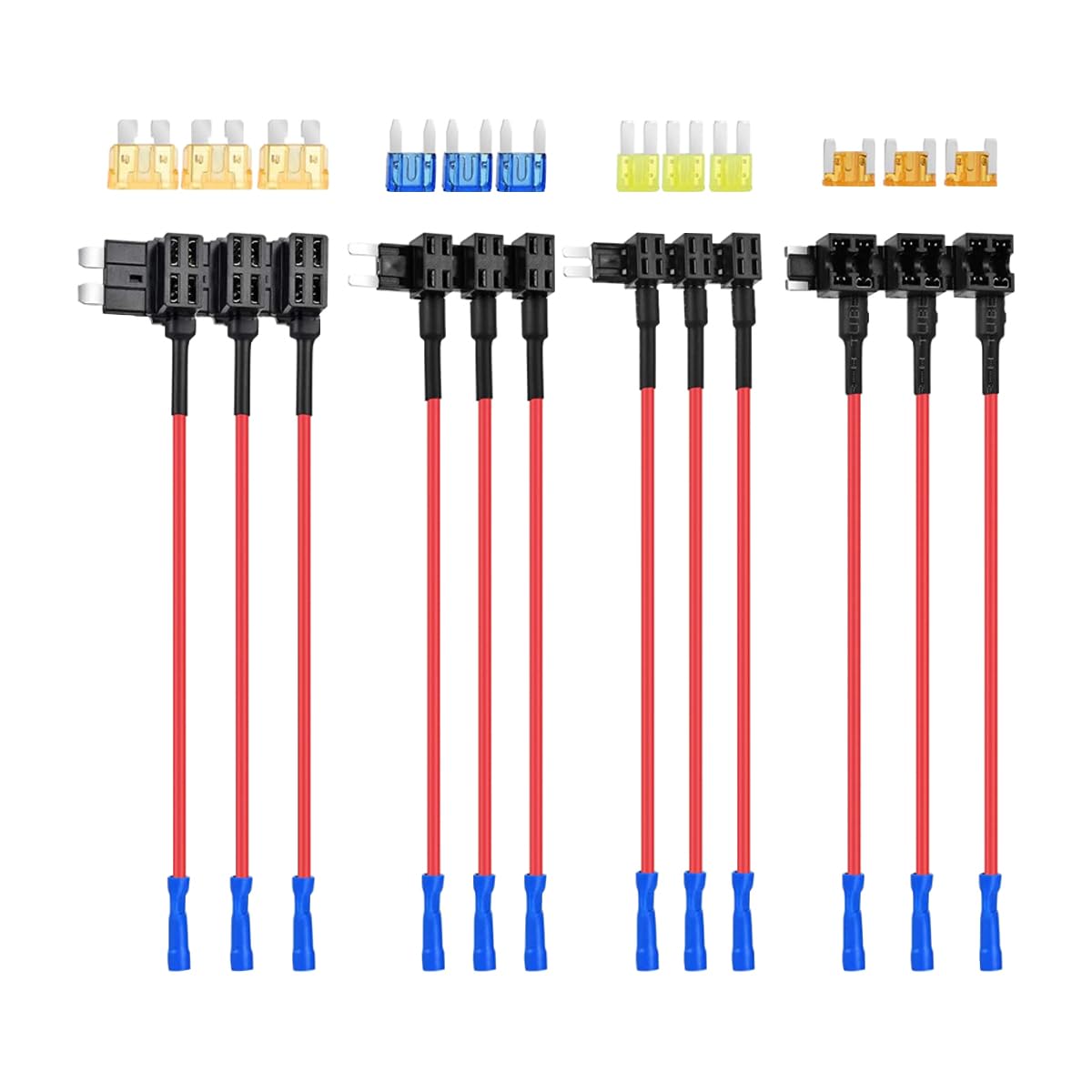 CGEAMDY 12 Stück Standard Autosicherungen Add-a-Circuit Sicherung Tap, Auto Add-a-Circuit Fuse Tap Set, Mini Hinzufügen Eines Stromkreises Adapter Sicherungen Kit von CGEAMDY