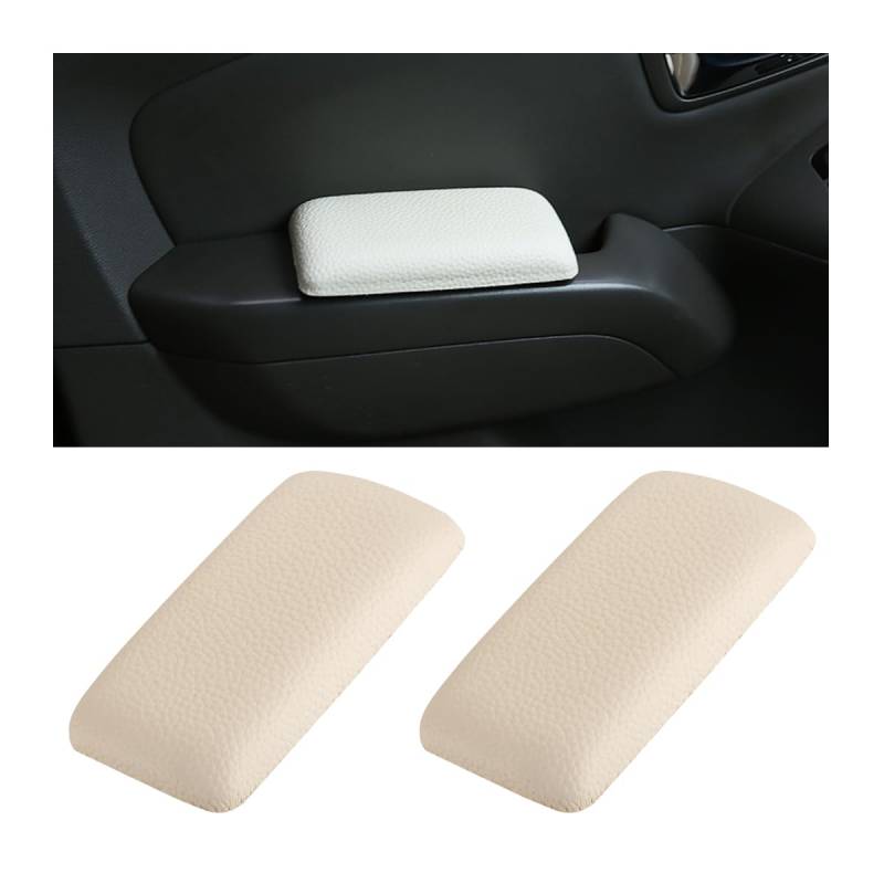 CGEAMDY 2 Stück Auto-Kniekissen-Pad, Tür-Armlehnen-Schutzkissen Aus Weichem Leder, Universal Auto Mittelkonsole Knie-Bein-Ellenbogen-Kissen Pad(Beige) von CGEAMDY