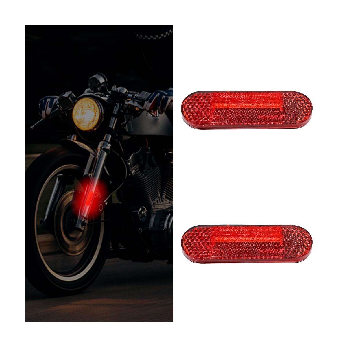 CGEAMDY 2 Stück Motorrad Katzenaugen-Reflektoren, Motorrad Fahrradrückstrahler Selbstklebend Reflektor, Katzenaugen-Reflektoren Für Anhänger(Rot 76.8x29x13mm) von CGEAMDY