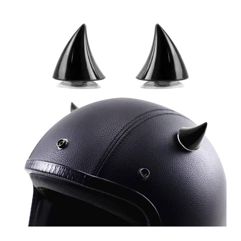 CGEAMDY 2 Stück Motorradhelm Hörner, Gummi Motorradhelm Hörner Dekoration, Motorradzubehör Fahrradhelm Hörner Dekoration Mit Saugnäpfen, Helmdekoration(Schwarz) von CGEAMDY