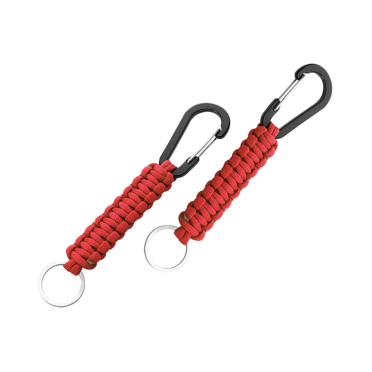 CGEAMDY 2 Stück Paracord Schlüsselanhänger, Paracord Schlüsselanhänger Karabiner, Schlüsselband mit Karabiner Geflochtenes Lanyard, für Auto Camping(Hochrot) von CGEAMDY