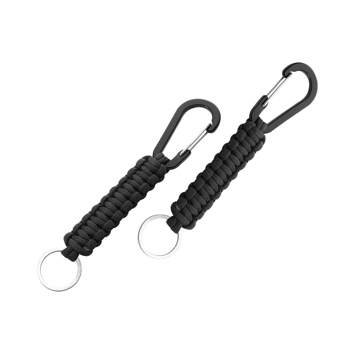 CGEAMDY 2 Stück Paracord Schlüsselanhänger, Paracord Schlüsselanhänger Karabiner, Schlüsselband mit Karabiner Geflochtenes Lanyard, für Auto Camping(Schwarz) von CGEAMDY