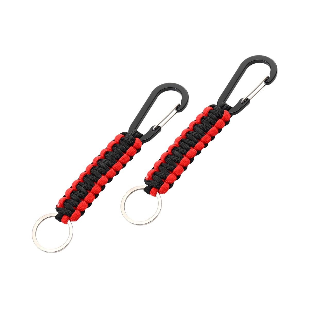 CGEAMDY 2 Stück Paracord Schlüsselanhänger, Paracord Schlüsselanhänger Karabiner, Schlüsselband mit Karabiner Geflochtenes Lanyard, für Camping(Schwarz und Rot) von CGEAMDY