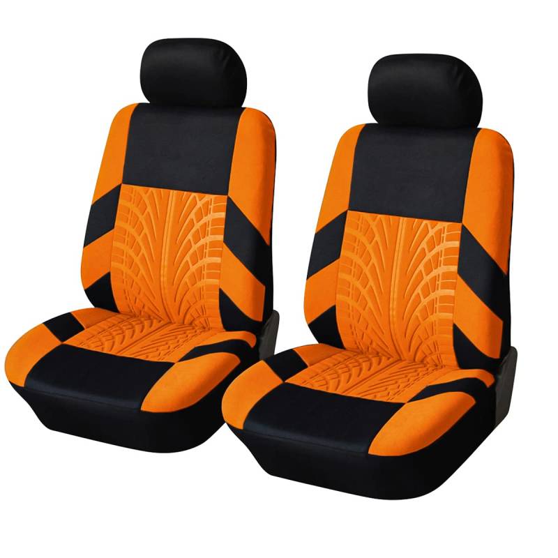 CGEAMDY 2er Set Autositzbezügemit Geprägten Körnern, Universell Sitzbezug Auto Sitzschoner Kompatibel, Rutsch-Und Wasserfestes, Für Limousinen, Auto, Van(Orange) von CGEAMDY