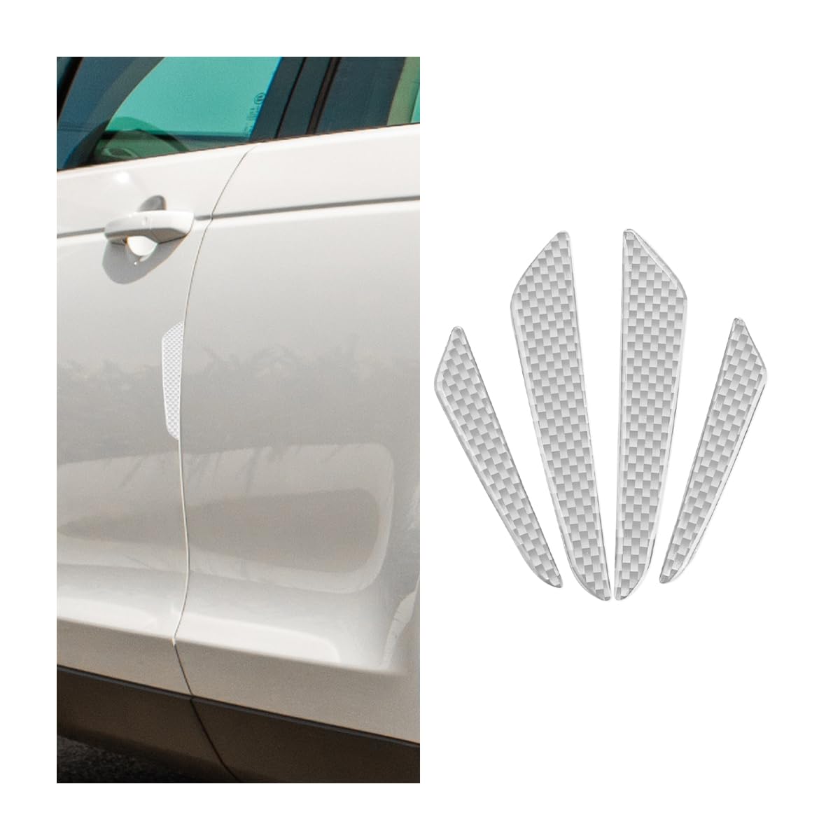 CGEAMDY 4 Stück Auto Türkantenschutz Aufkleber, Auto Stoßstange Guard Anti-Scratch Protector Trim Aufkleber, Auto-Stoßstangenstreifen, Universal Für Auto-SUV(Silber) von CGEAMDY