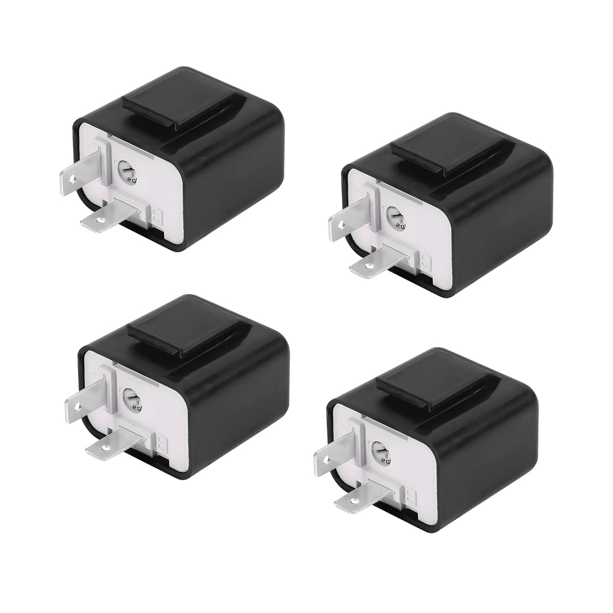 CGEAMDY 4 Stück Einstellbares Blinkrelais Kompatibel, 12 Volt Blinkgeber Blinkfrequenzkontroll Relai für Motorräder, 2 Pin Car Relais für Auto Truck Motor Relay(Schwarz) von CGEAMDY