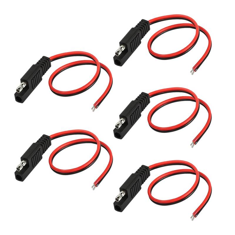 CGEAMDY 5 Pcs Auto-Verlängerungskabel Mit Einem Stecker, Anschlusskabel für Solarmodule für Autos, Motorräder und Traktoren, 14AWG 0.3m SAE-Batterieanschlusskabel von CGEAMDY