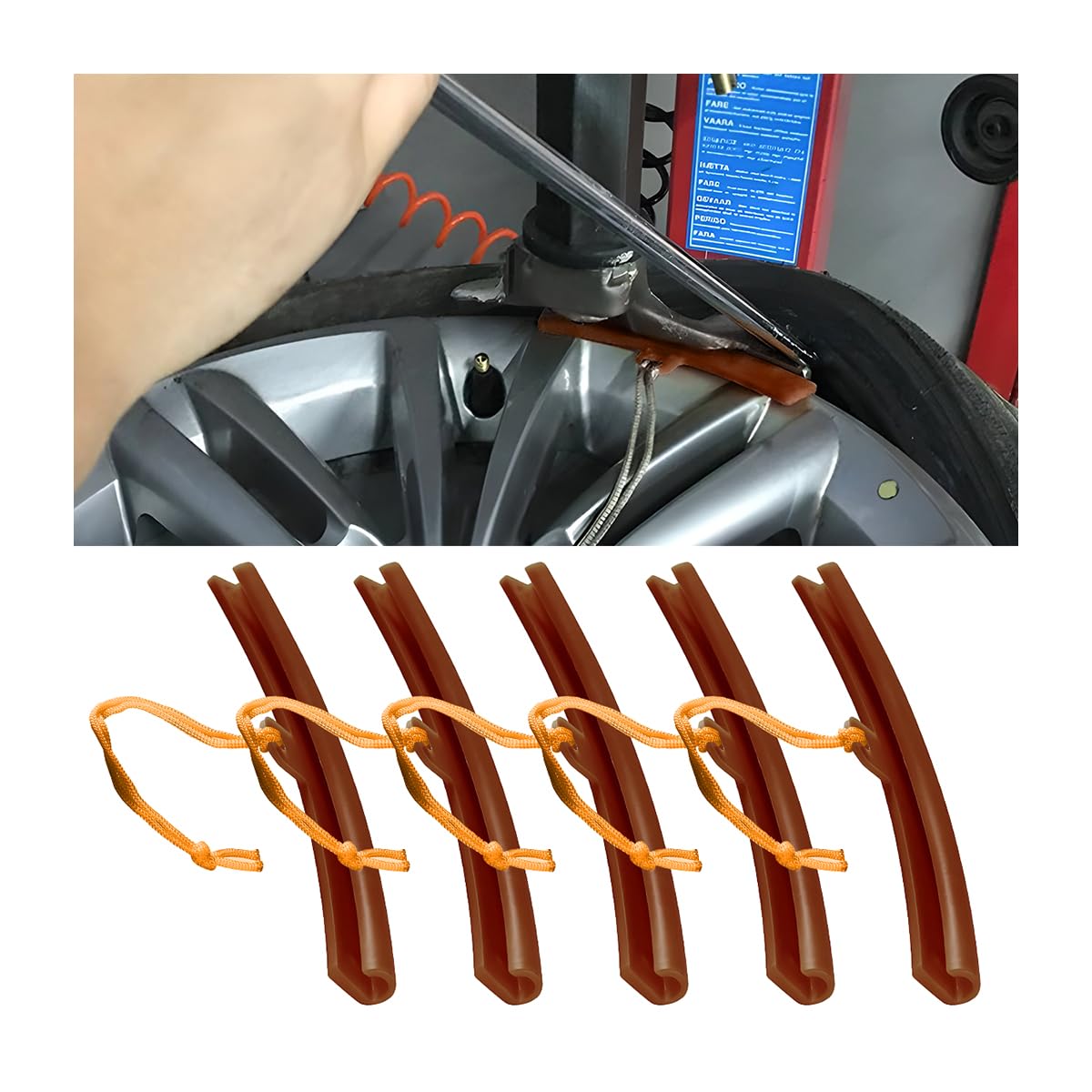 CGEAMDY 5PCS Auto Reifenwechsler Schutz, Reifen Radwechsel Edge Savers Tool, Schutz bei der Reifenmontage, Reifenwechsel Felgenschutz, Motorrad Felgenschützer (Orange) von CGEAMDY