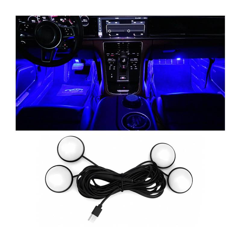 CGEAMDY Auto LED Innenbeleuchtung, Innenbeleuchtung Atmosphärenlicht Dekorativer Auto, Auto Umgebungslicht USB Fernbedienung Dekoratives Licht Lampe, Für Die Meisten Autos DIY Refit(Blau) von CGEAMDY