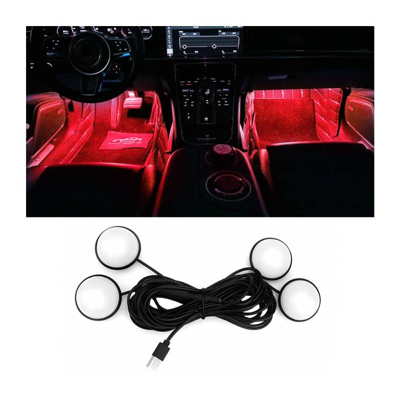 CGEAMDY Auto LED Innenbeleuchtung, Innenbeleuchtung Atmosphärenlicht Dekorativer Auto, Auto Umgebungslicht USB Fernbedienung Dekoratives Licht Lampe, Für Die Meisten Autos DIY Refit(Rot) von CGEAMDY