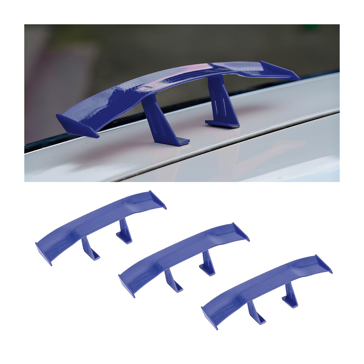 CGEAMDY Auto Mini Schwanz Spoiler Flügel, 3 PCS Universal Auto Mini Spoiler Wing, Auto Heckflügel-Dekoration OhnePerforation Kann für Alle Fahrzeugumbauten(Blau) von CGEAMDY