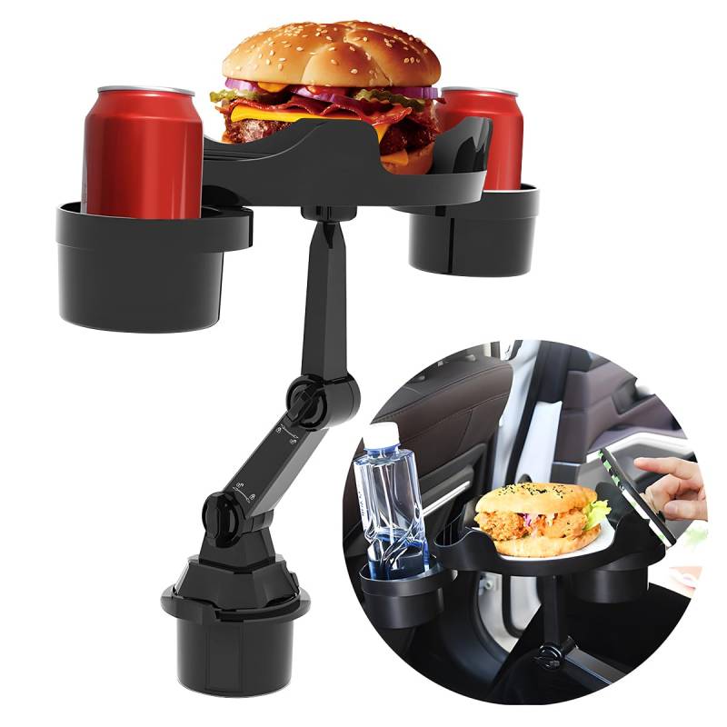 CGEAMDY Auto Multifunktionstisch, Abnehmbare Auto Essen Tablett Tisch, Getränkehalter Auto Tisch Tablett, Verstellbaren Arm Cup Holders Tisch Für Autos, Halterung Für Auto-Becherhalter Mit Tablett von CGEAMDY