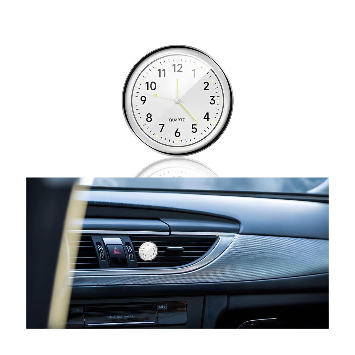 CGEAMDY Auto-Uhr, Fahrzeug Armaturenbrett Uhr Für Autos, Autos Armaturenbrett Autouhr, Fahrzeug Armaturenbrett Uhr, Quartz Uhr Für Armaturenbretts Kleine Home Decor Innendekoration(Weiß) von CGEAMDY