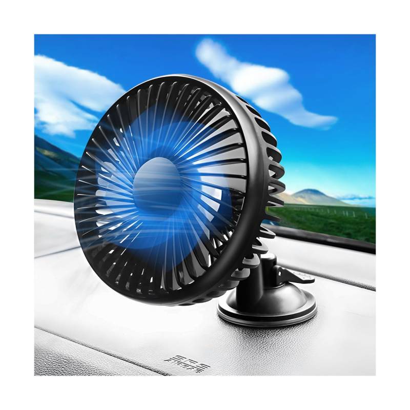 CGEAMDY Auto Ventilator, Auto Ventilator Fan 360 ° Rotation Lüfter Wenig Lärm Sommerlüfter, 12V USB Ventilator 3 Geschwindigkeiten für Auto Van SUV, RV, Boot（Saugnapf） von CGEAMDY