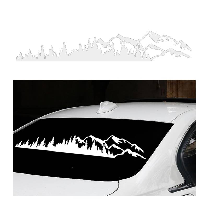 CGEAMDY Autofenster Wald Aufkleber, Schnee Berg Baum Autoaufkleber, Berg Aufkleber Baum Wald Vinyl Grafik, Auto Karosserie Universal Aufkleber(D-792 Weiß) von CGEAMDY