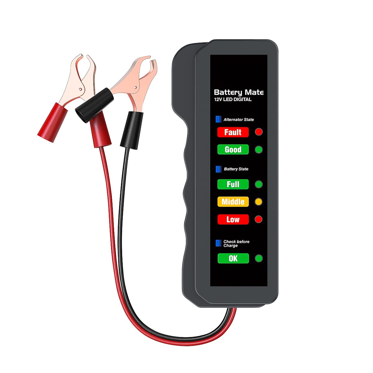 CGEAMDY Batterie- Und Lichtmaschinentester, Autobatterie Tester 12v Batterie Last Checker Analyzer, LED-Spannungsprüfer Digitales Auto-Batterie-Ladesystem Tester von CGEAMDY