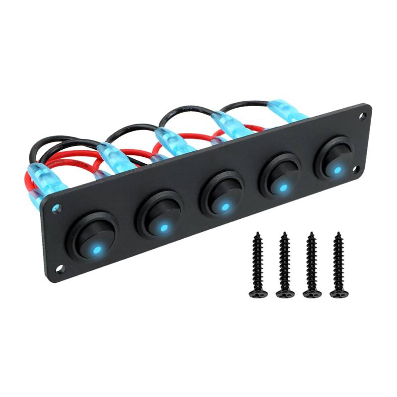 CGEAMDY Empfindlich Auto Kippschalters Panel Runden, 12v Led Kippschalter Panel Wippschalter Kippschalter, Auto Kippschalter Panel 12v Runden, On-Off Schalter Panels Für Auto Boot Yacht Abdichtung von CGEAMDY