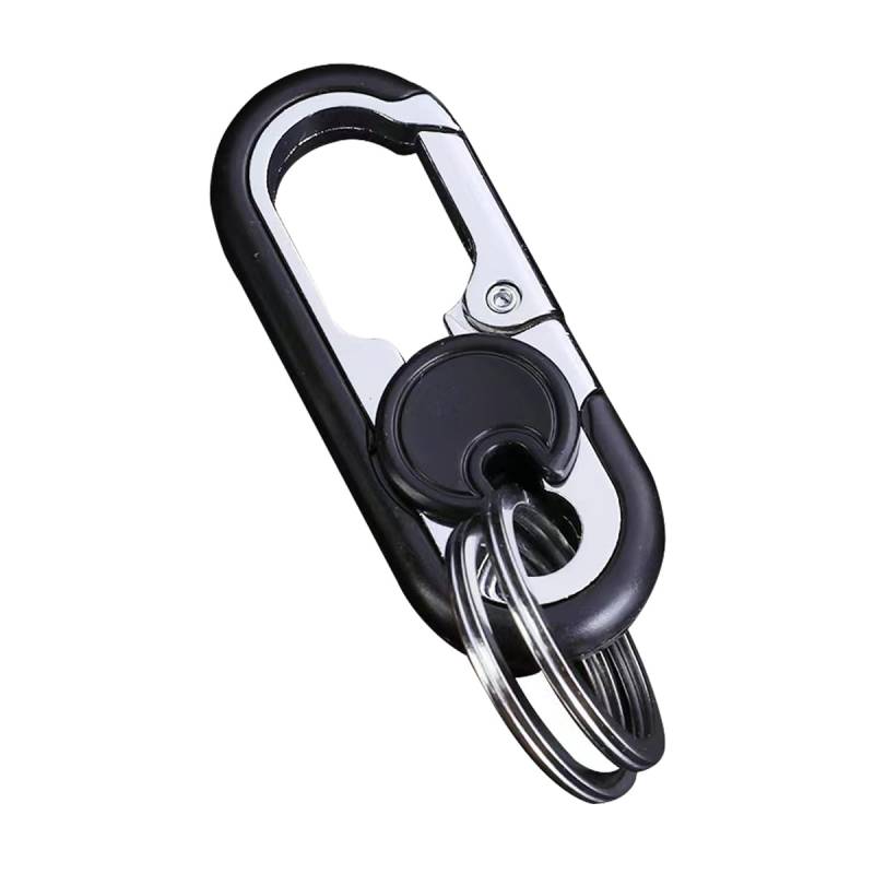 CGEAMDY Karabiner Schlüsselanhänger, Auto-Schlüsselanhänger Schlüsselring Metall Karabinerhaken, Auto Doppelring Schlüsselanhänger, für Herren Damen(Schwarz) von CGEAMDY