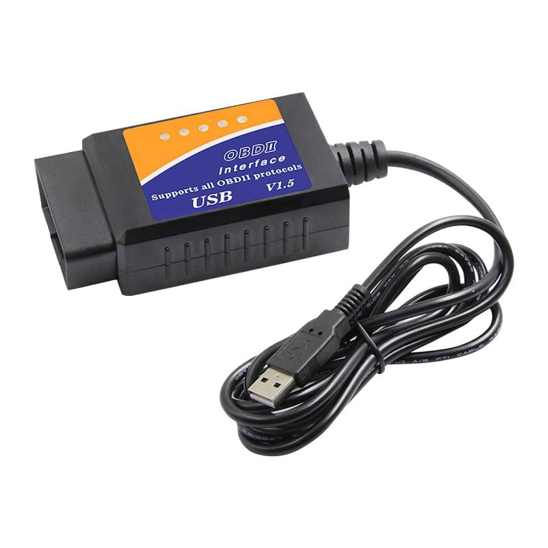 CGEAMDY OBD2 Diagnosekabel Interface Scanner, OBD2 SB-Anschluss V1.5 Scanner Ersatz für USB, Auto Multifunktionsfehler löschen, Unterstützt alle OBD Ⅱ-Protokolle von CGEAMDY