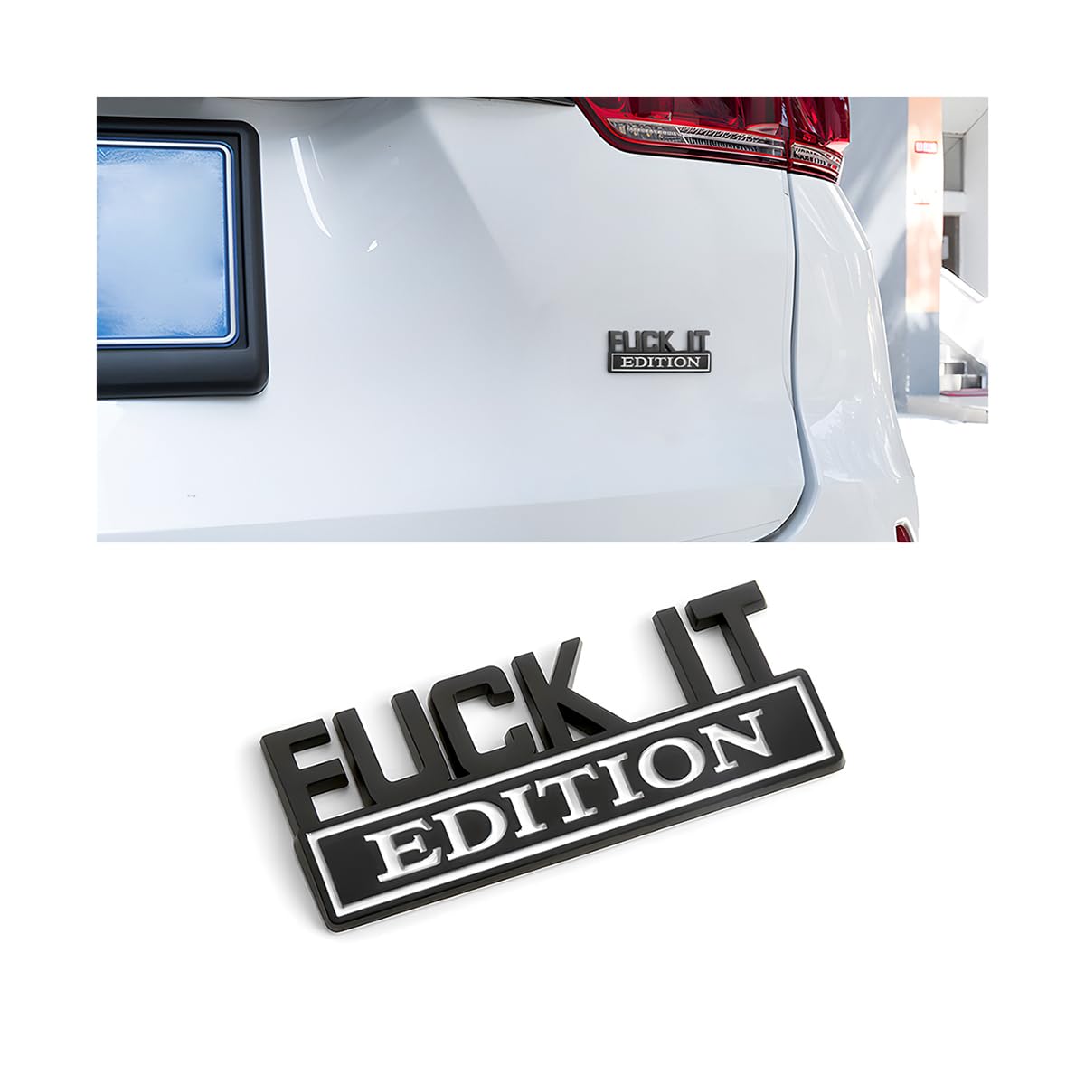 CGEMDY Selbstklebende Auto-Emblem-Autoaufkleber, Fuck It Edition, Geeignet für Autoinnen-und Außendekoration oder Glasoberflächen 3D-Buchstaben Aufkleber (Schwarz-Weiß) von CGEAMDY