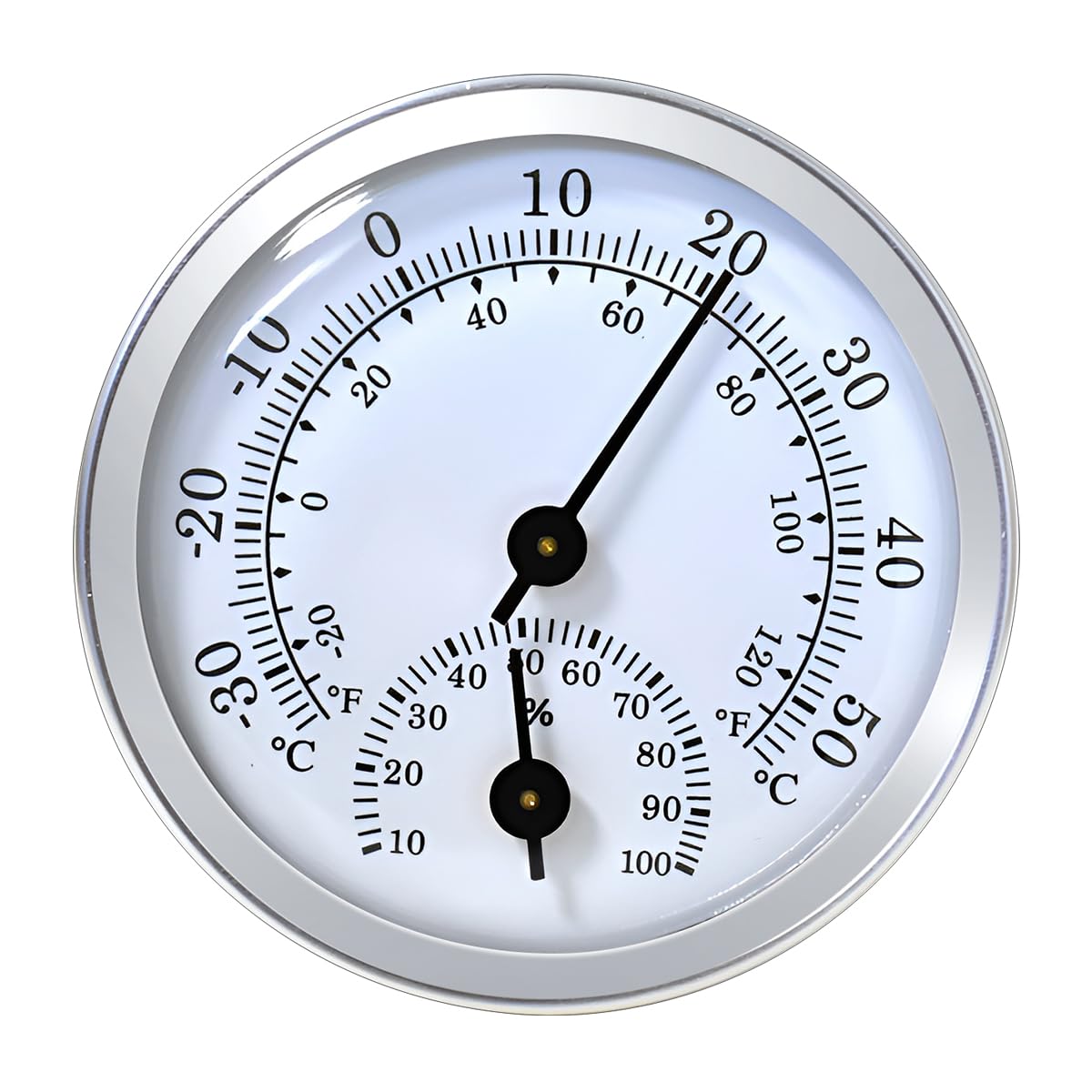 CGEAMDY Starkes und Haltbares Auto-Thermometer, Mini-Auto-Thermometer 58 MM, Mechanisches Analoges Temperaturmessgerät mit Aufkleber Lkw Geländewagen(Silber) von CGEAMDY