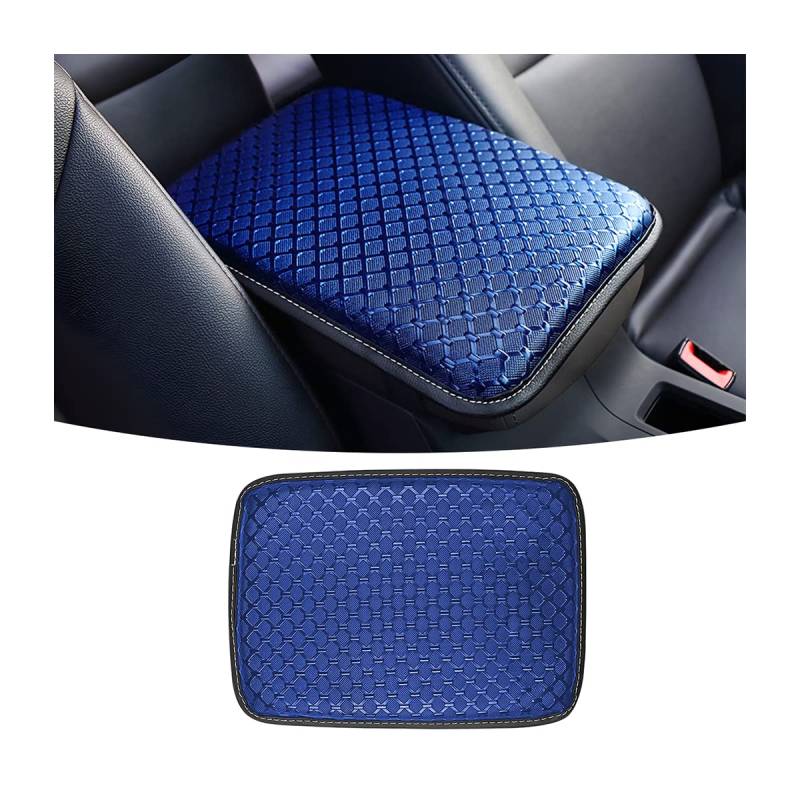 CGEAMDY Universal Center Console Lederpolster, Wasserdichte Auto Armlehne Sitz Box Cover Schutz, Interior Auto Mittelkonsolenabdeckung für Meisten Fahrzeuge(Blau) von CGEAMDY