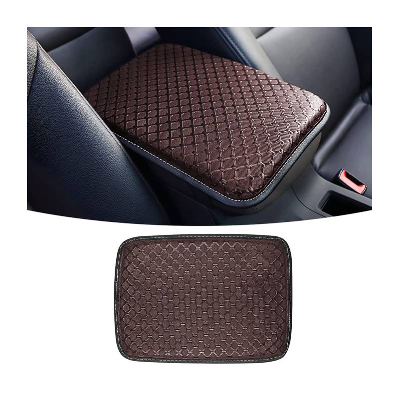 CGEAMDY Universal Center Console Lederpolster, Wasserdichte Auto Armlehne Sitz Box Cover Schutz, Interior Auto Mittelkonsolenabdeckung für Meisten Fahrzeuge(Curry) von CGEAMDY