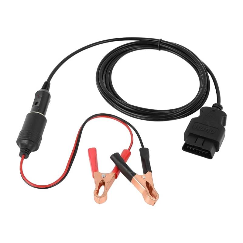 CGEAMDY Verlängerungskabel für Zigarettenanzünder, Auto Verlängerung Netzteil Kabel, OBD2 zu Zigarettenanzünder Buchse Adapter Connector, mit Krokodilklemme, für Auto von CGEAMDY