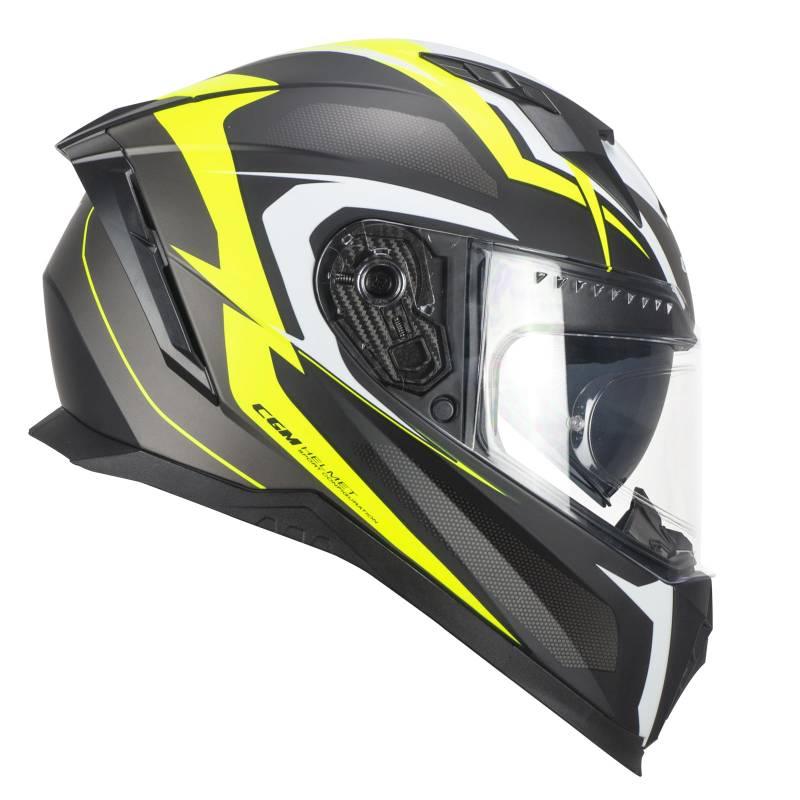 CGM Helm Full Face 311G Blast Sport schwarz Neongelb matt, L (59cm) von CGM