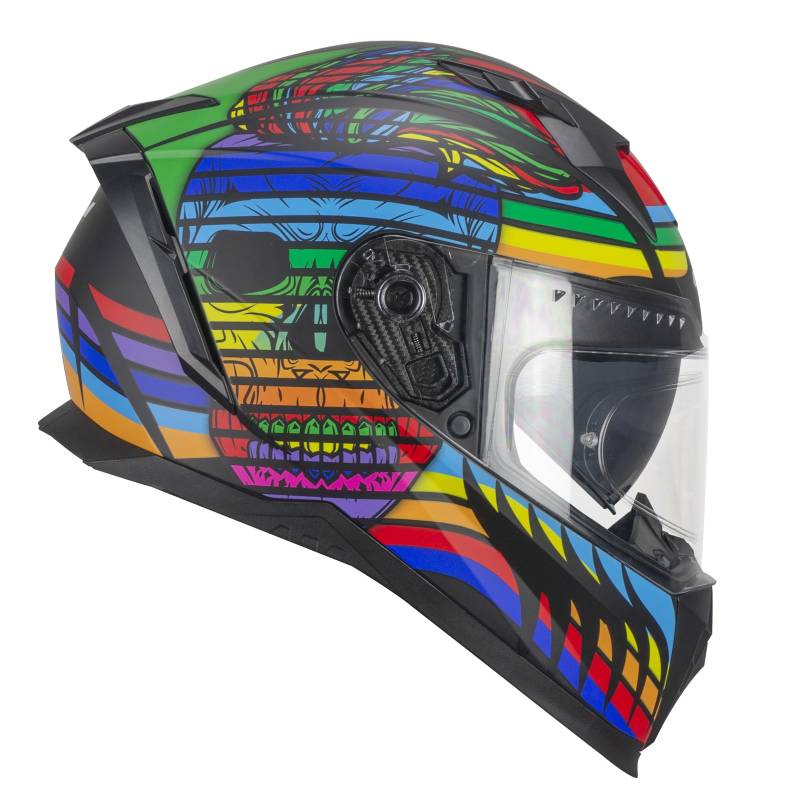 CGM Helm Full Face 311X Blast Skull schwarz blau rot matt L (59cm) von CGM