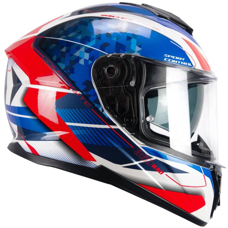 CGM Helm Full Face 360S Kad Race Blau Rot, Größe M (57-58 cm) von CGM