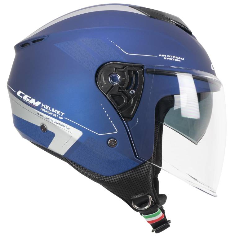 CGM Helm Open Face 126G Iper City blau Silber satiniert, S (55-56 cm) von CGM