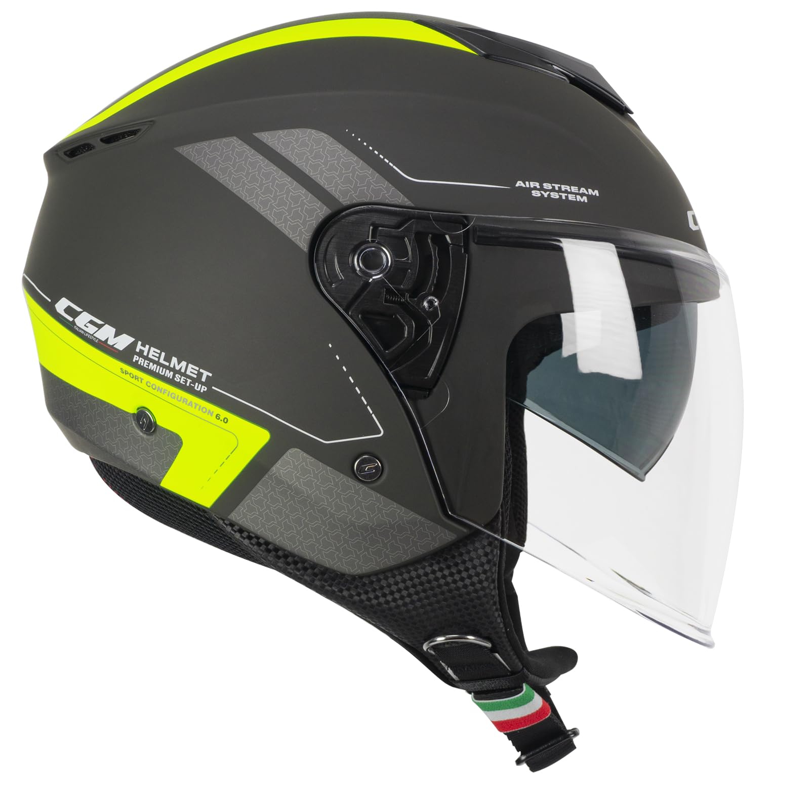 CGM Helm mit offenem Gesicht, 126G IPER City Graphit Neongelb matt, XS (53-54 cm) von CGM