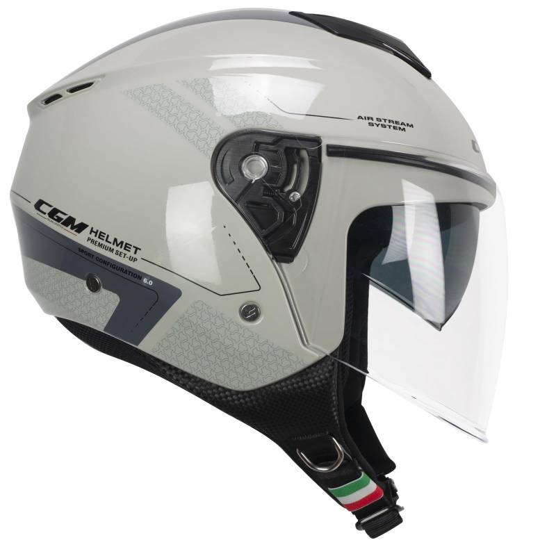 CGM Helm mit offenem Gesicht, 126G Iper City, Grau Bigio, L (59 cm) von CGM