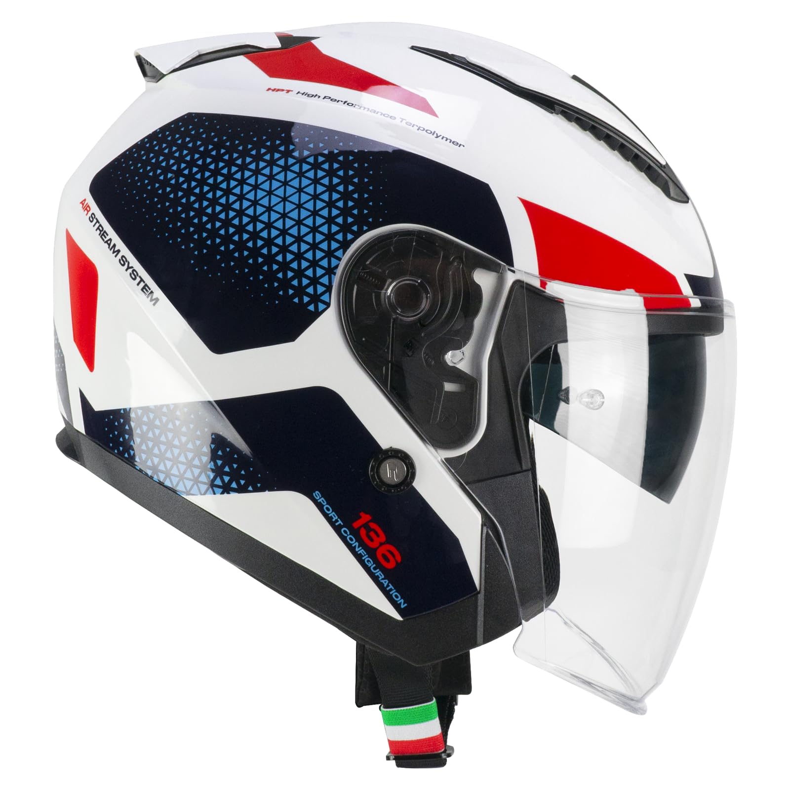 CGM Helm mit offenem Gesicht, 136G DNA Galaxy weiß blau, M (57-58 cm) von CGM