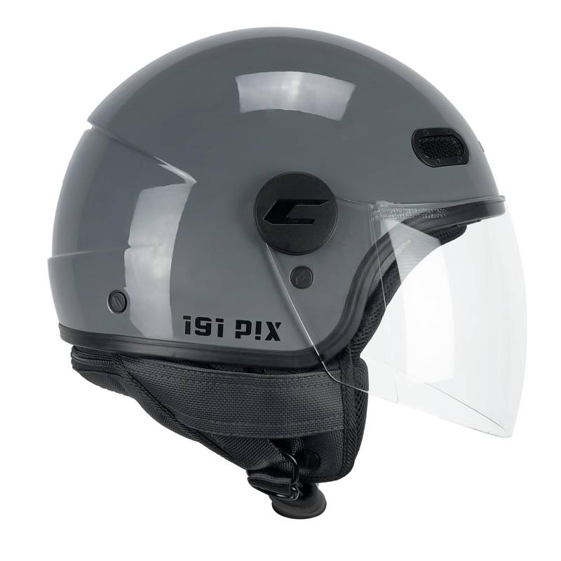 CGM Helm mit offenem Gesicht, 191A PIX Mono grau lang, M (56 cm) von CGM