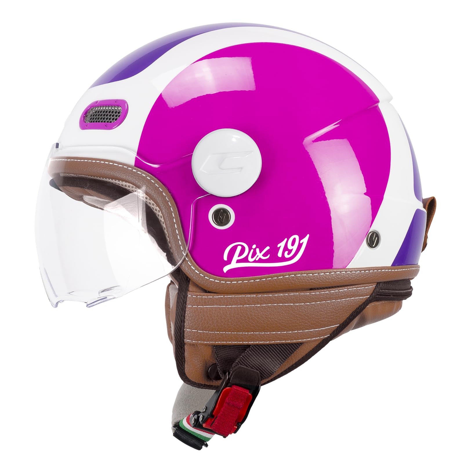 CGM Helm mit offenem Gesicht, 191G PIX Sprint Violett, Neonfuchsia, geformt, L (57 cm) von CGM