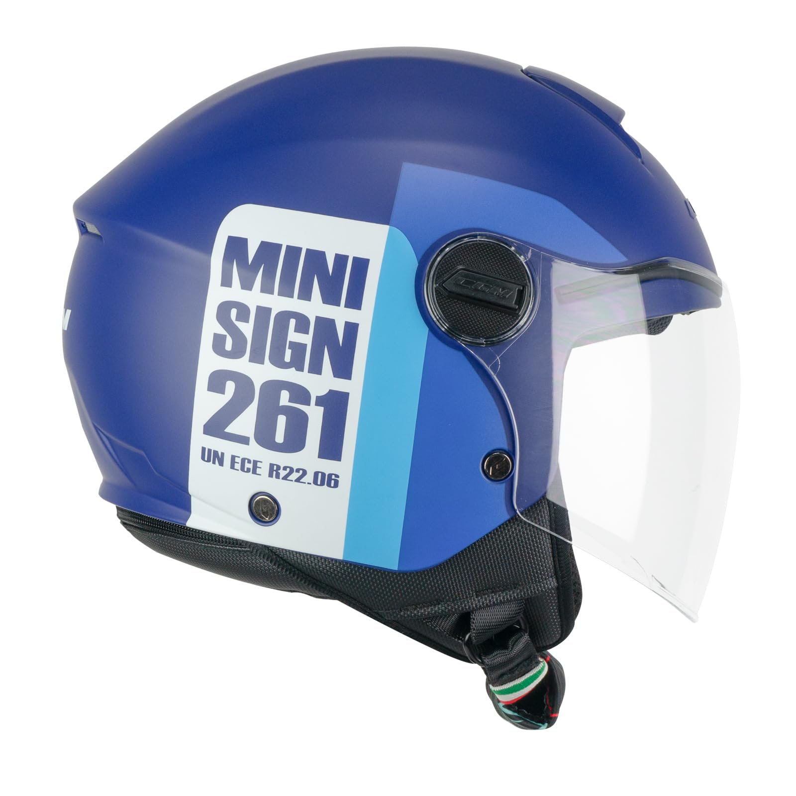 CGM Helm mit offenem Gesicht, 261X Mini Sign, Blau Hellblau, YL (51 – 52 cm) von CGM