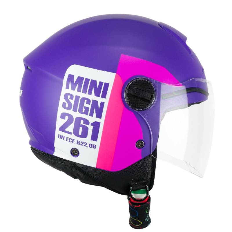 CGM Helm mit offenem Gesicht, 261X Mini Sign, Violett, Rosa, YS (48 cm) von CGM