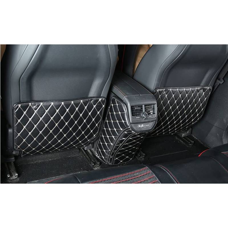 Autositz Anti Kick Pad, für Peugeot 3008 5008 2017-2021 PU-Leder Sitz Rückenschutz Abdeckung Kinder Anti Kick Matte Schützt vor Schmutz wasserdichte,Black beige 3pcs von CHALKSEA