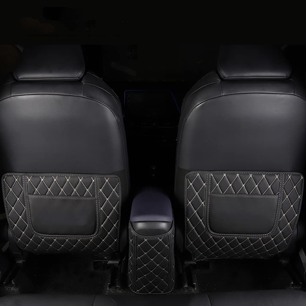 Autositz Anti Kick Pad, für Toyota CHR C-HR XA10 2018 2019 2020 2021 2022 PU-Leder Sitz Rückenschutz Abdeckung Kinder Anti Kick Matte Schützt vor Schmutz wasserdichte,Black Style von CHALKSEA