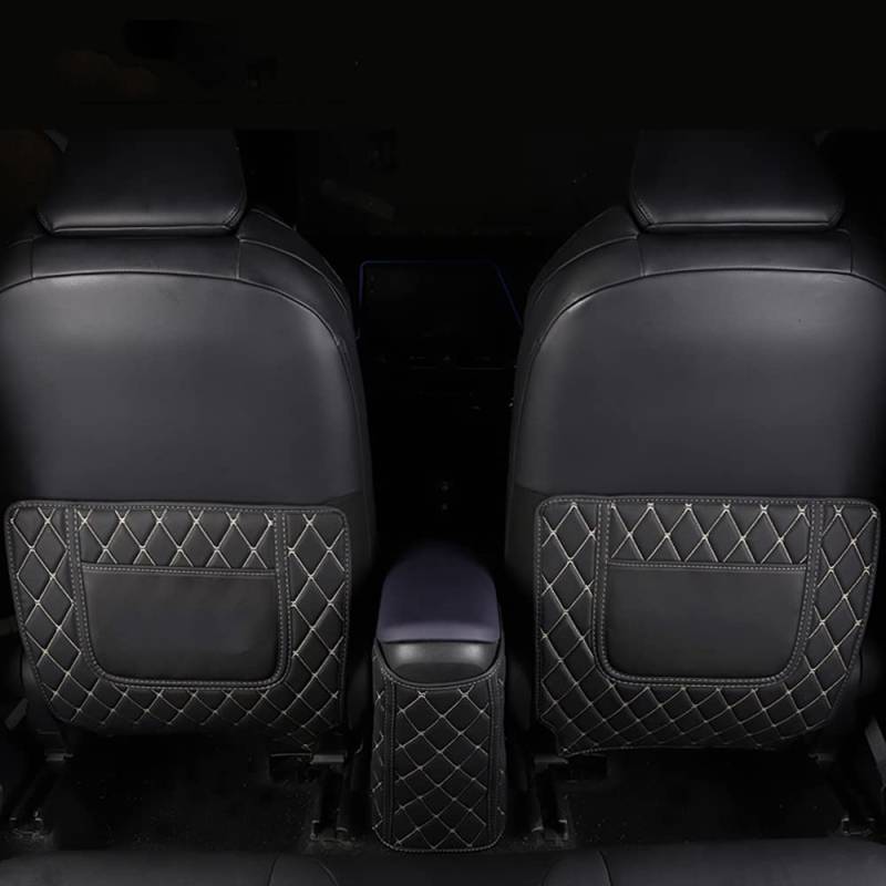 Autositz Anti Kick Pad, für Toyota CHR C-HR XA10 2018 2019 2020 2021 2022 PU-Leder Sitz Rückenschutz Abdeckung Kinder Anti Kick Matte Schützt vor Schmutz wasserdichte,Black Style von CHALKSEA